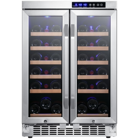 EdgeStar 24 Inch Wide 36 Bottle Built-In Wine Cooler with Dual Cooling Zones and French Doors - CWR362FD - Wine Cooler City