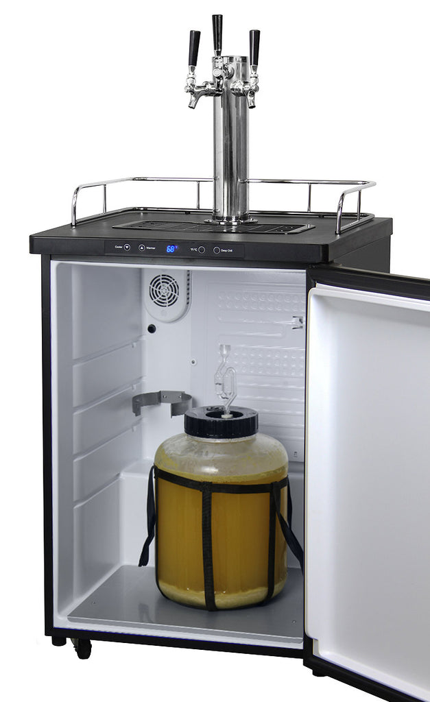 Kegco 24" Wide Triple Tap Black Digital Kegerator - K309B-3NK - Wine Cooler City