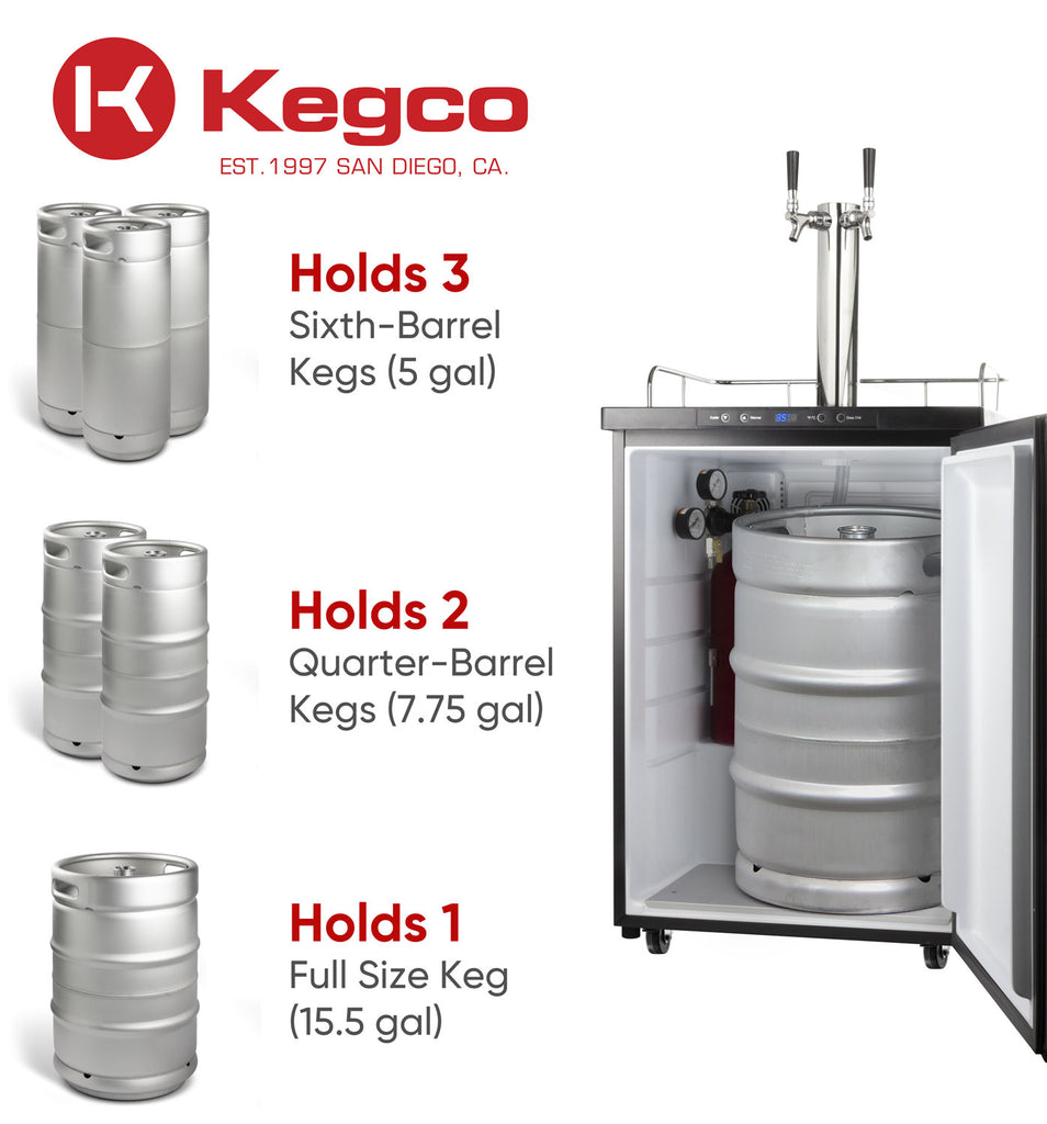 Kegco 24" Wide Dual Tap Black Digital Kegerator - K309B-2NK - Wine Cooler City