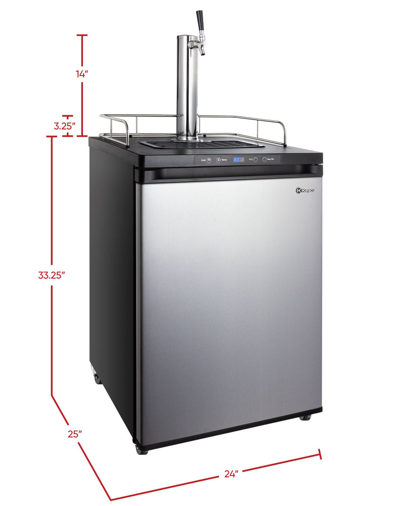 Kegco 24" Wide Homebrew Single Tap Stainless Steel Digital Kegerator - HBK309S-1NK - Wine Cooler City