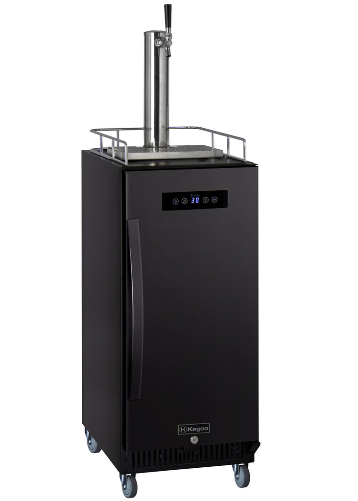 Kegco 15" Wide Cold Brew Coffee Single Tap Black Commercial Kegerator - ICS15BBRNK