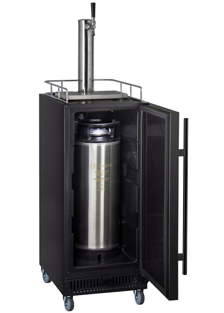 Kegco 15" Wide Kombucha Single Tap Black Commercial Kegerator - KOM15BBRNK